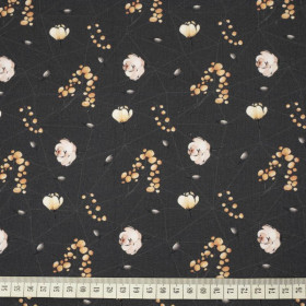 KWIATY I LIŚCIE WZ. 1 / grafitowy - single jersey