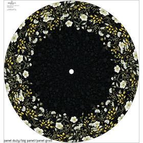 KWIATY (wzór 8) / czarny - duży panel na spódnicę z koła