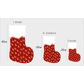 KOMPLET SKARPET ŚWIĄTECZNYCH - ZŁOTE RENIFERY / czerwony - zestaw do uszycia