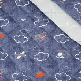 SAMOLOTY (SAMOLOTY) / ACID WASH GRANATOWY - ortalion pikowany w romby
