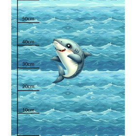 SHARK (SEA ANIMALS WZ. 1) - PANEL (60cm x 50cm) tkanina bawełniana