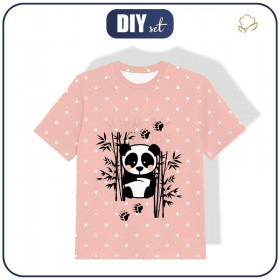 T-SHIRT DZIECIĘCY - PANDA (groszki) / różowy - single jersey