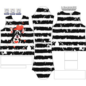 BLUZA DAMSKA (HANA) BASIC - VALENTINE'S DAY / BULDOG - zestaw do uszycia