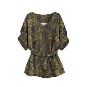 BLUZKA TYPU KIMONO - GOLD LEAVES wz. 2 - zestaw do uszycia L-XL