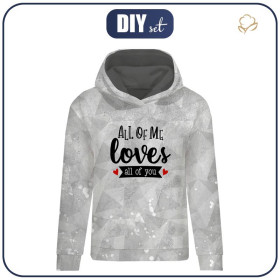 BLUZA DAMSKA (POLA) CLASSIC Z KAPTUREM - ALL OF ME LOVES ALL OF YOU (BE MY VALENTINE) / LÓD - dzianina pętelkowa 
