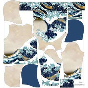 BLUZA DAMSKA (POLA) CLASSIC Z KAPTUREM - WIELKA FALA W KANAGAWIE (Hokusai Katsushika) - zestaw do uszycia