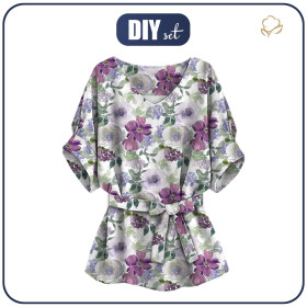 BLUZKA TYPU KIMONO - AKWARELOWE KWIATY wz. 3 - zestaw do uszycia 