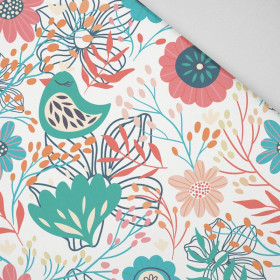 FOLKOWE PTAKI / biały - Panama 220g