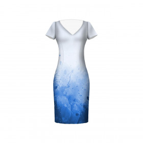 KLEKSY (classic blue) - panel sukienkowy Len 100%