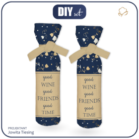 POKROWIEC NA BUTELKĘ - GOOD WINE, GOOD FRIENDS, GOOD TIME - DIY set 