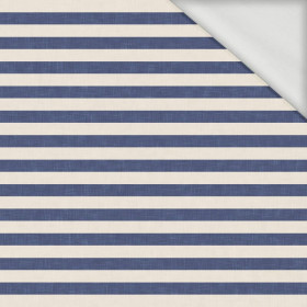 PASKI 1x1 - acid ecru / acid navy - dresówka pętelkowa
