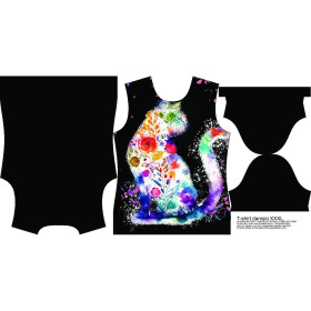T-SHIRT DAMSKI - WATERCOLOR CAT WZ. 2 - zestaw do uszycia S
