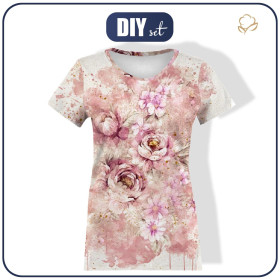 T-SHIRT DAMSKI - WATERCOLOR FLOWERS wz. 6 - single jersey