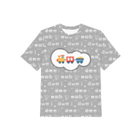 T-SHIRT DZIECIĘCY - LOKOMOTYWY wz. 2 / biały (ADVENTURE BEGINS) - single jersey