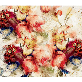 WATERCOLOR FLOWERS wz. 5 - panel sukienkowy Satyna