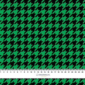 CZARNA PEPITKA / zielony- single jersey z elastanem ITY