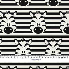 ZEBRY / biały  - dzianina drapana z elastanem ITY