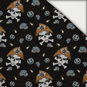 PIRATE SKULLS / BLACK (SCARY HALLOWEEN) - lekka dzianina drapana