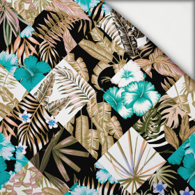 TROPIKALNA SZACHOWNICA / złoty - lekka dzianina drapana