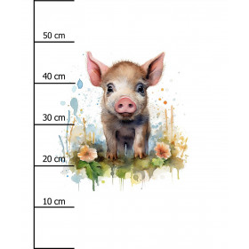WATERCOLOR PIGGY - PANEL (60cm x 50cm) tkanina bawełniana