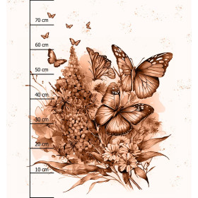 BEAUTIFUL BUTTERFLY WZ. 1 / peach fuzz - PANEL (75cm x 80cm) dzianina drapana z elastanem ITY