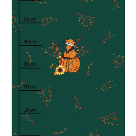 RUDA PANDA NA DYNI / butelkowa zieleń (JESIEŃ RUDEJ PANDY) - PANEL (60cm x 50cm) SINGLE JERSEY ITY