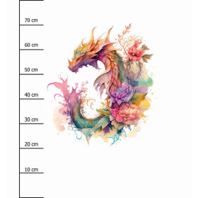 WATERCOLOR DRAGON WZ. 2 - panel (75cm x 80cm) SINGLE JERSEY