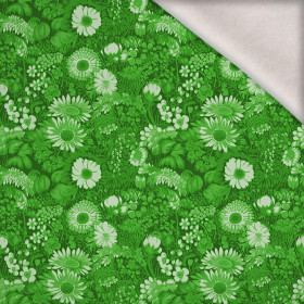 LIME GREEN / FLOWERS - dzianina drapana z elastanem ITY