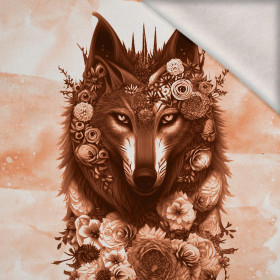 FANTASY WOLF / peach fuzz - PANEL (60cm x 50cm) dzianina drapana z elastanem ITY