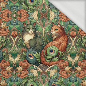 ART NOUVEAU CATS & FLOWERS WZ. 3 - panel (75cm x 80cm) dzianina pętelkowa