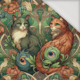 ART NOUVEAU CATS & FLOWERS WZ. 3 - Jersey wiskozowy