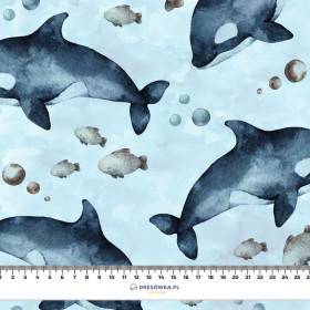 ORKI (ŚWIAT OCEANU) / KAMUFLAŻ wz. 2 (błękitny) - single jersey z elastanem 