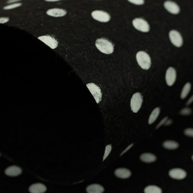 Filc dekoracyjny 41x50 cm w białe kropki - czarny