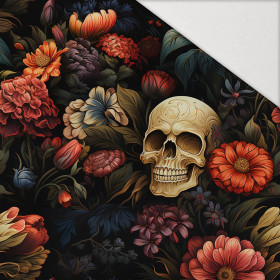 FLOWERS AND SKULL - Hydrofobowa dzianina drapana 
