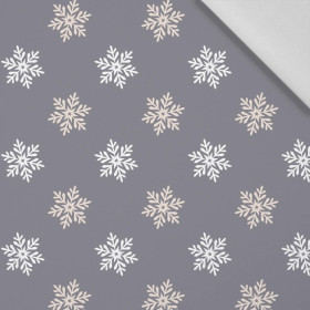 PŁATKI ŚNIEGU wz. 5 (ZIMOWY CZAS) / szary - tkanina bawełniana