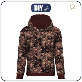 BLUZA DAMSKA (POLA) CLASSIC Z KAPTUREM - FLOWERS WZ.10/ Mocha Mousse - zestaw do uszycia