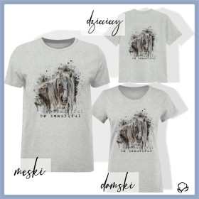 T-SHIRT DAMSKI - BE BEAUTIFUL (BE YOURSELF) / M-01 melanż jasnoszary - single jersey