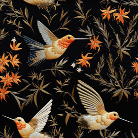 PASTEL BIRDS WZ.7 (KOLIBRY) - Krepa