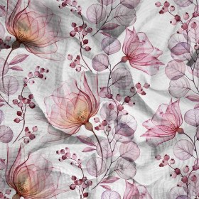 KWIATY wz. 4 (różowy) - Muślin bawełniany