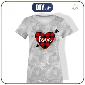 T-SHIRT DAMSKI - SERCE LOVE / strzała (BE MY VALENTINE) / LÓD - single jersey