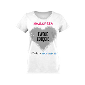 DAMSKI T-SHIRT - NAJLEPSZA BABCIA NA ŚWIECIE - Z WŁASNYM ZDJĘCIEM - ZESTAW DO USZYCIA 