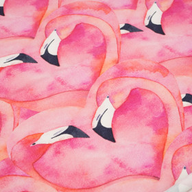 RÓŻOWE FLAMINGI - Jersey wiskozowy WE210
