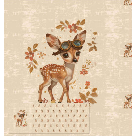 FAWN STEAMPUNK FOREST - panel panoramiczny dzianina drapana z elastanem ITY (60cm x 155cm)