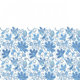 KWIATY (wzór 2 błękitny) / biały - panel sukienkowy WE210