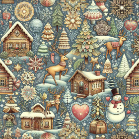 Vintage Christmas wz.23 - dzianina drapana z elastanem ITY
