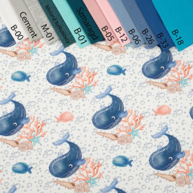 WIELORYBY / bąbelki (BAJKOWY OCEAN) / biały - dresówka pętelkowa