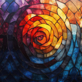 STAINED GLASS WZ.3  46 cm x 50 cm - gruba ekoskóra tłoczona