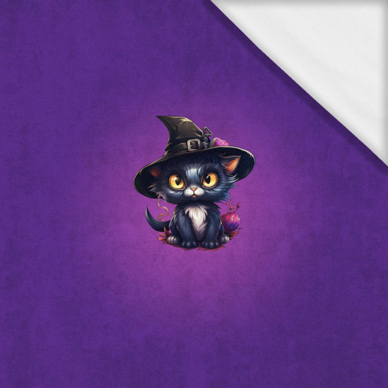 Black cat cute halloween wz. 6 - panel (60cm x 50cm) - single jersey z elastanem ITY