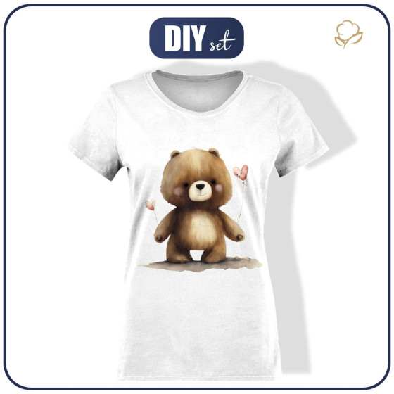 T-SHIRT DAMSKI - VALENTINE'S DAY / BEAR - zestaw do uszycia