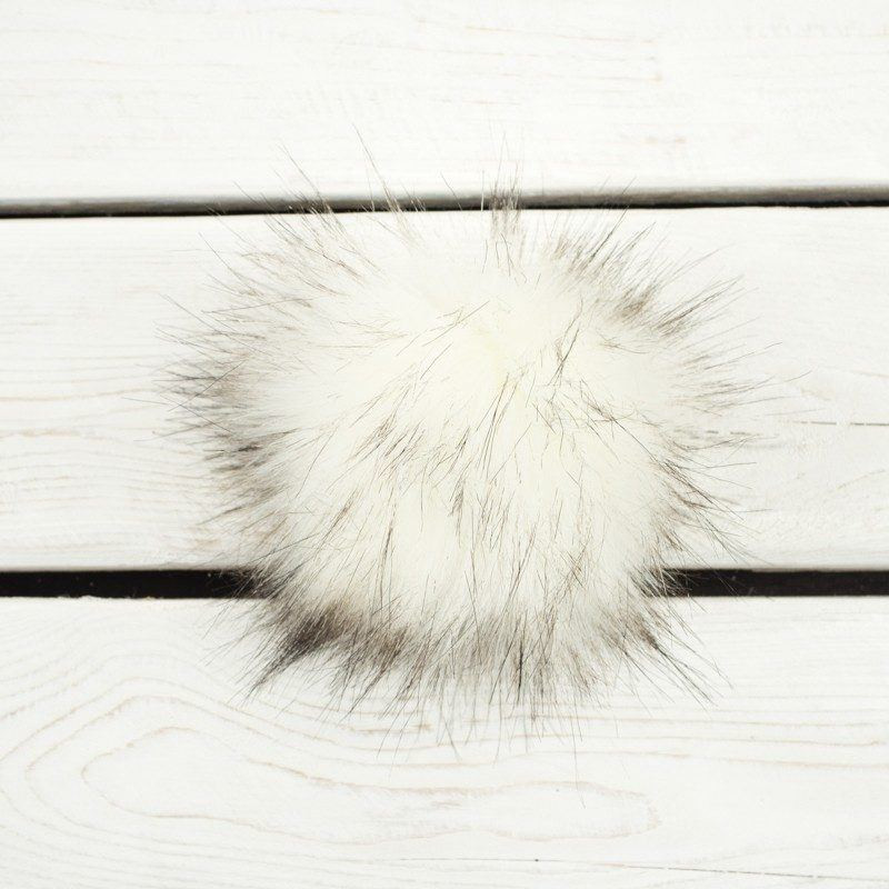 Kunstfell Pompon 9 cm - melange weiß